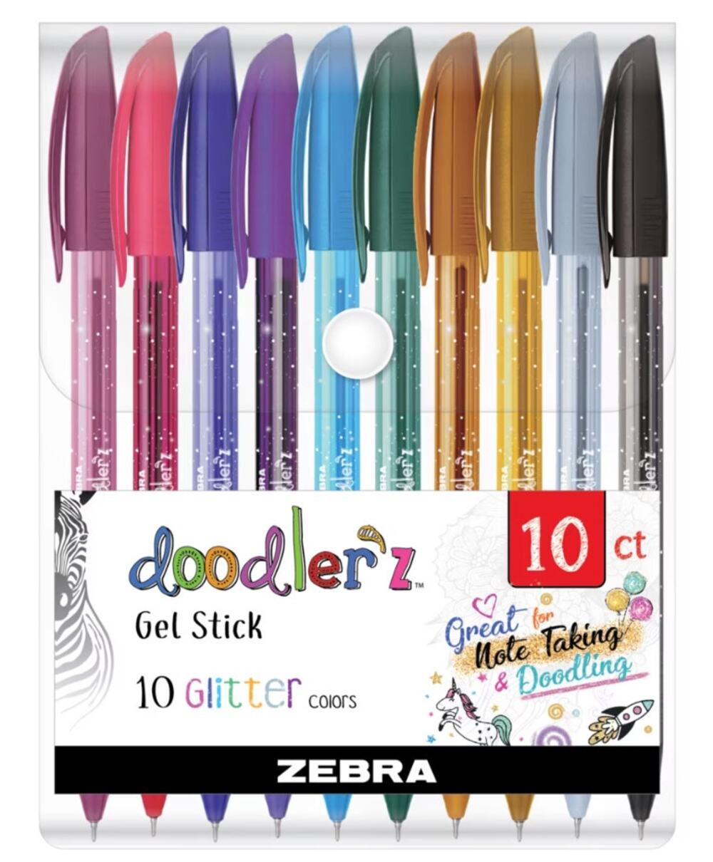 Zebra Doodler'z Glitter Gel Pens 10ct 1.0mm Assorted Colors NEW